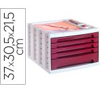 Fichero cajones de sobremesa archivo 2000 305x370x215 mm bandeja organizadora superior 5 cajones burdeos opaco