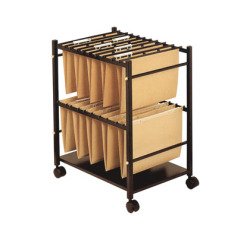 Carrito para carpetas colgantes q-connect negro con ruedas para carpetas tamaño folio carro fijo