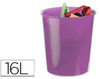 Papelera plastico archivo 2000 violeta translucido 16 litros 290x310 mm