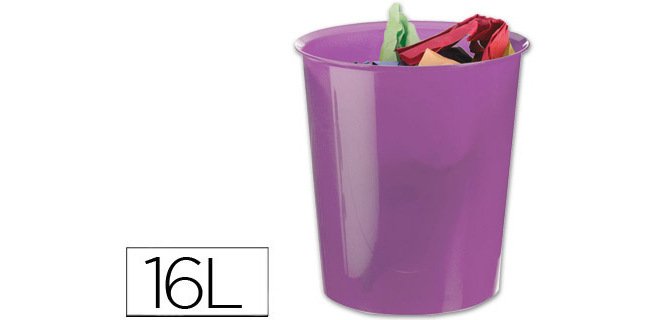 Papelera plastico archivo 2000 violeta translucido 16 litros 290x310 mm