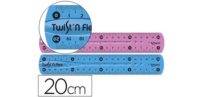 Regla maped plastico flexible 20 cm colores surtidos