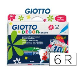 Rotulador giotto decor textile para camisetas caja de 6 unidades colores surtidos