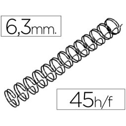 Espiral wire 3:1 6,3 mm n.4 negro capacidad 45 hojas caja de 100 unidades