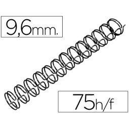 Espiral wire 3:1 9,6 mm n.6 negro capacidad 75 hojas caja de 100 unidades