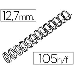 Espiral wire 3:1 12,7 mm n.8 negro capacidad 105 hojas caja de 100 unidades