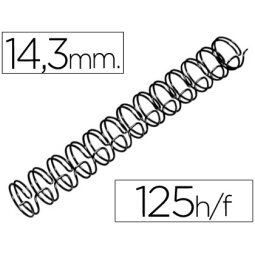 Espiral wire 3:1 14,3 mm n.9 negro capacidad 125 hojas caja de 100 unidades