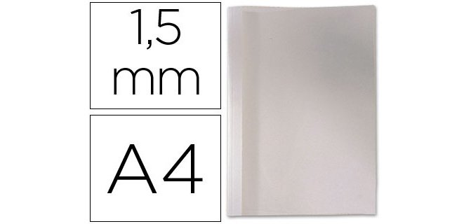 Cubiertas para encuadernar térmica de PVC  y cartulina lomo de 1,5mm - Paquete de 100 unidades