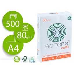 Papel fotocopiadora biotop 80g extra ecologico din a4 paquete de 500 hojas