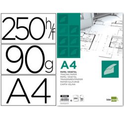 Papel dibujo liderpapel 210x297mm 90g/m2 vegetal