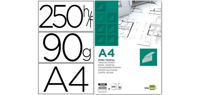 Papel vegetal liderpapel 90gr 210x297mm