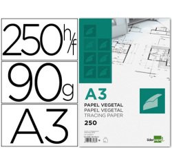 Papel dibujo liderpapel 297x420mm 90g/m2 vegetal