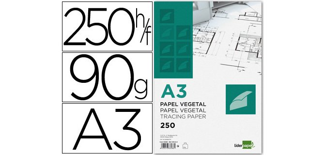 Papel vegetal liderpapel 90gr 297x420mm