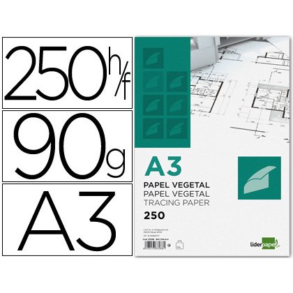 Papel dibujo liderpapel 297x420mm 90g/m2 vegetal