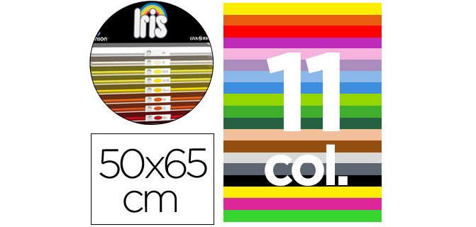 Cartulina guarro 50x65 contenido \"b\" 25 hojas x 11 colores 185grs