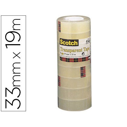 Cinta adhesiva scotch acordeon 550 33 m x 19 mm pack de 8 unidades
