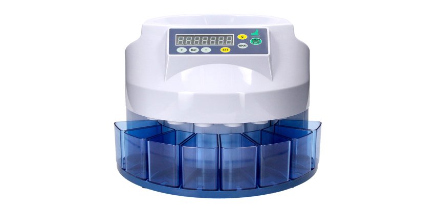 Contador y clasificador de mon edas q-connect suma resta y totaliza 216 monedas/minuto