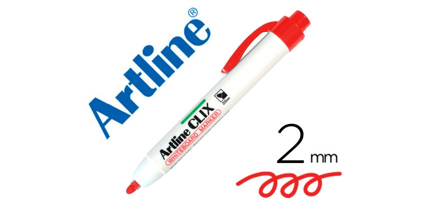 Rotulador artline clix pizarra ek-573a rojo punta retractil redonda 2 mm