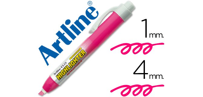 Rotulador artline clix fluorescente ek-63 rosa punta biselada 4 mm