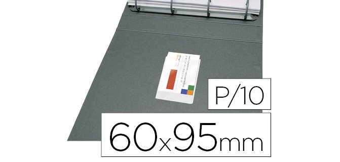 Funda autoadhesiva q-connect para tarjetas de visita 60x95mm pack de 10 unidades