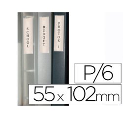 Funda autoadhesiva q-connect para lomo de carpeta 55x102mmpack de 6 unidades