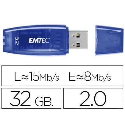 Memoria usb emtec flash c410 32 gb 2.0 azul