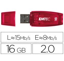 Memoria usb emtec flash c410 16 gb 2.0 rojo