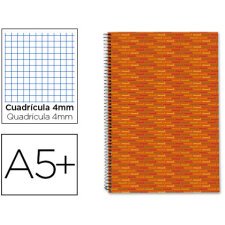 Cuaderno espiral liderpapel cuarto multilider tapa forrada 80h 80 gr cuadro 4mm con margen naranja