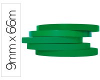 Cinta adhesiva verde 66 m x 9mm para cerrar bolsas