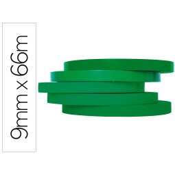 Cinta adhesiva verde 66 m x 9mm para cerrar bolsas