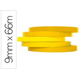 Cinta adhesiva para cerrar bolsas q-connect 66m x 9mm amarilla 