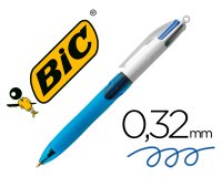 Boligrafo bic cuatro colores con grip de caucho ergonomico punta media 1 mm