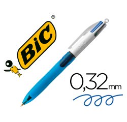 Boligrafo bic cuatro colores con grip de caucho ergonomico punta media 1 mm