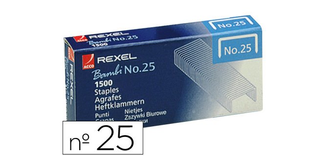 Grapas rexel nº25 21/4 caja de 1500 unidades