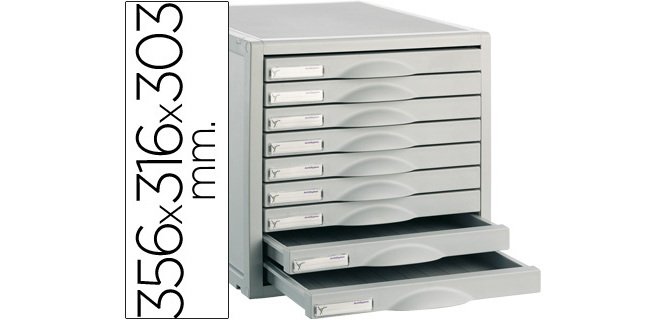 Fichero cajones de sobremesa 8409c 356x316x303 mm 9 cajones color gris