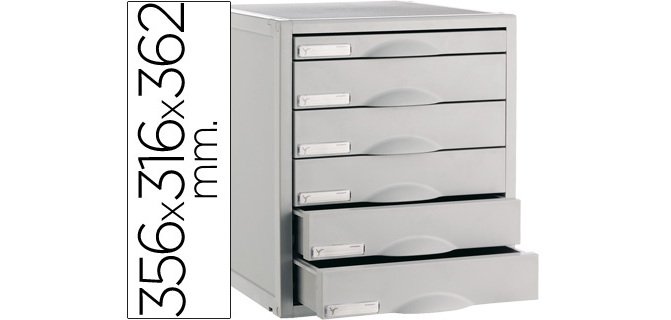 Fichero cajones de sobremesa 8206c 356x316x362 mm 6 cajones color gris