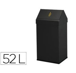 Papelera metalica basculante ganchos interiores aro inferior pvc ancho 32cm alto 65cm fondo 25cm capacidad 52l