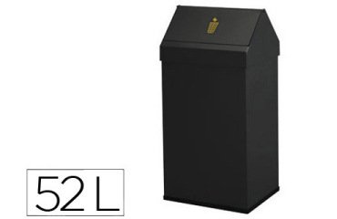 Papelera metalica basculante ganchos interiores aro inferior pvc ancho 32cm alto 65cm fondo 25cm capacidad 41l