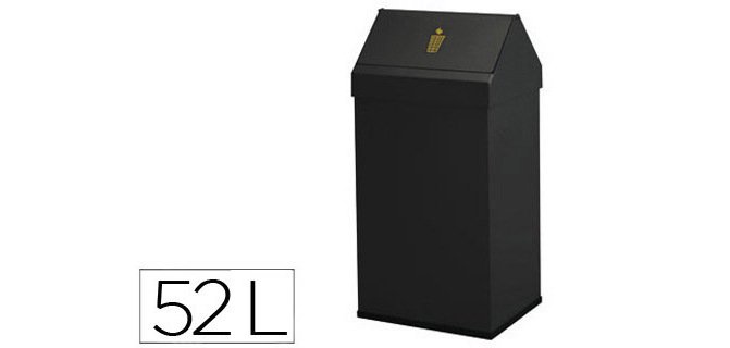 Papelera metalica basculante ganchos interiores aro inferior pvc ancho 32cm alto 65cm fondo 25cm capacidad 41l