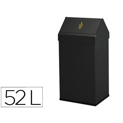 Papelera metalica basculante ganchos interiores aro inferior pvc ancho 32cm alto 65cm fondo 25cm capacidad 41l