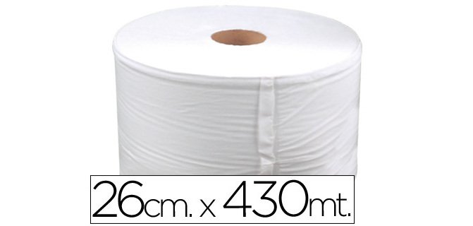 Papel secamanos industrial 260 mm de ancho x 400 m aprox diametro 33,5 cm para el dispensador 46826