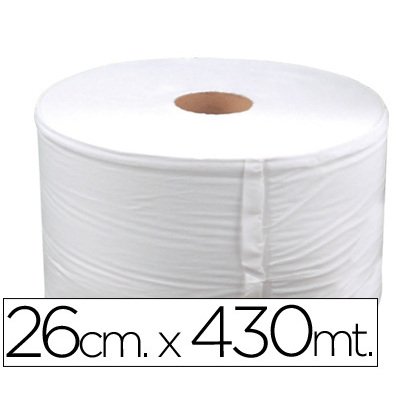 Papel secamanos industrial 260 mm de ancho x 400 m aprox diametro 33,5 cm para el dispensador 46826