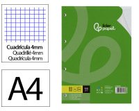 Recambio liderpapel a4 100 hojas 100gr cuadro 4mm con m argen 4 taladros