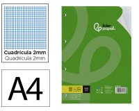 Recambio liderpapel a4 100 hojas 100g/m2 milimetrado 2mm sin margen 4 taladros