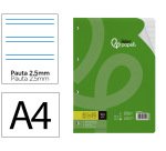 Recambio liderpapel A4 100 hojas 100g pauta 5ª 2,5mm con margen 4 taladros