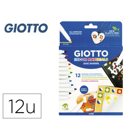 Rotulador giotto decor materials caja de 12 unidades colores surtidos