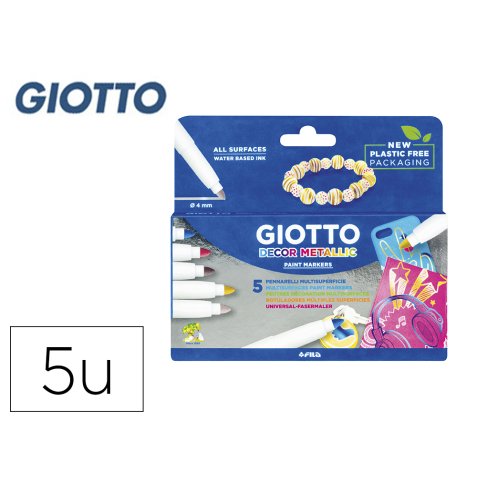 Rotulador giotto decor metal caja de 5 unidades colores surtidos