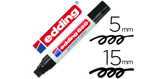 Rotulador edding marcador permanente 850 negro punta biselada 5-15 mm recargable