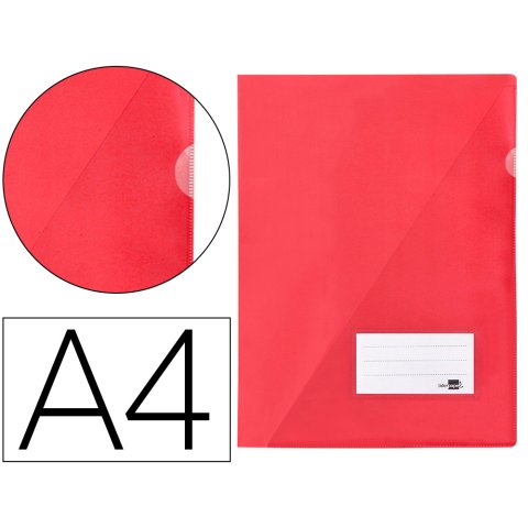 Carpeta liderpapel dossier a4 uñero con tarjetero y solapa interior color rojo