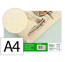 Papel dibujo liderpapel 210x297mm 80g/m2 milimetrado pack de 10 hojas