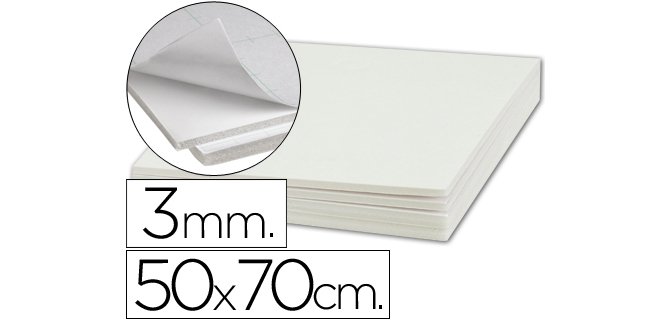 Carton pluma liderpapel blanco adhesivo 1 cara 50x70 cm espesor 3 mm